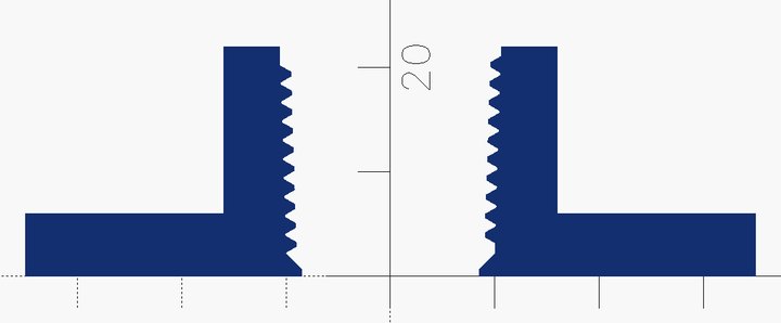 The same cut of the second version: the bore is open from the bed to the top, the thread above a short cone.
