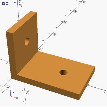 An L-bracket with a hole in each leg.
