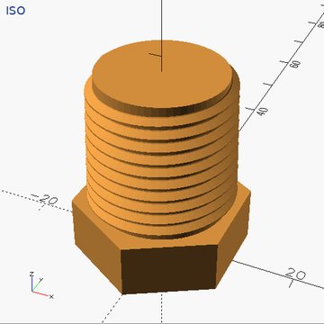 A pipe plug: a hex head with a tapered thread on top.