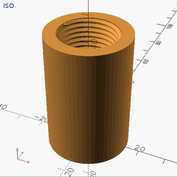 A round coupling threaded from both ends.