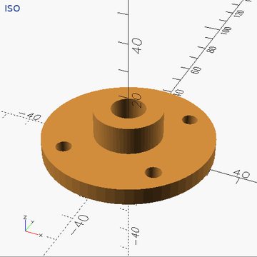A round flange with a central boss and a bolt circle.