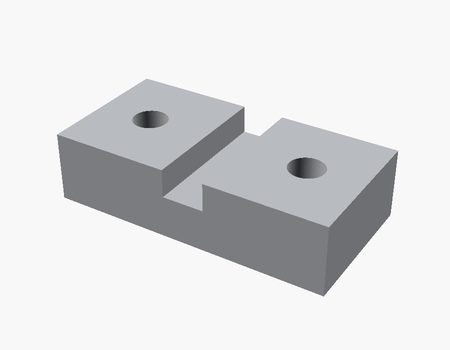The picture the models were given: a grey block with two round holes through it, one in each half, and a slot across the middle of the top.